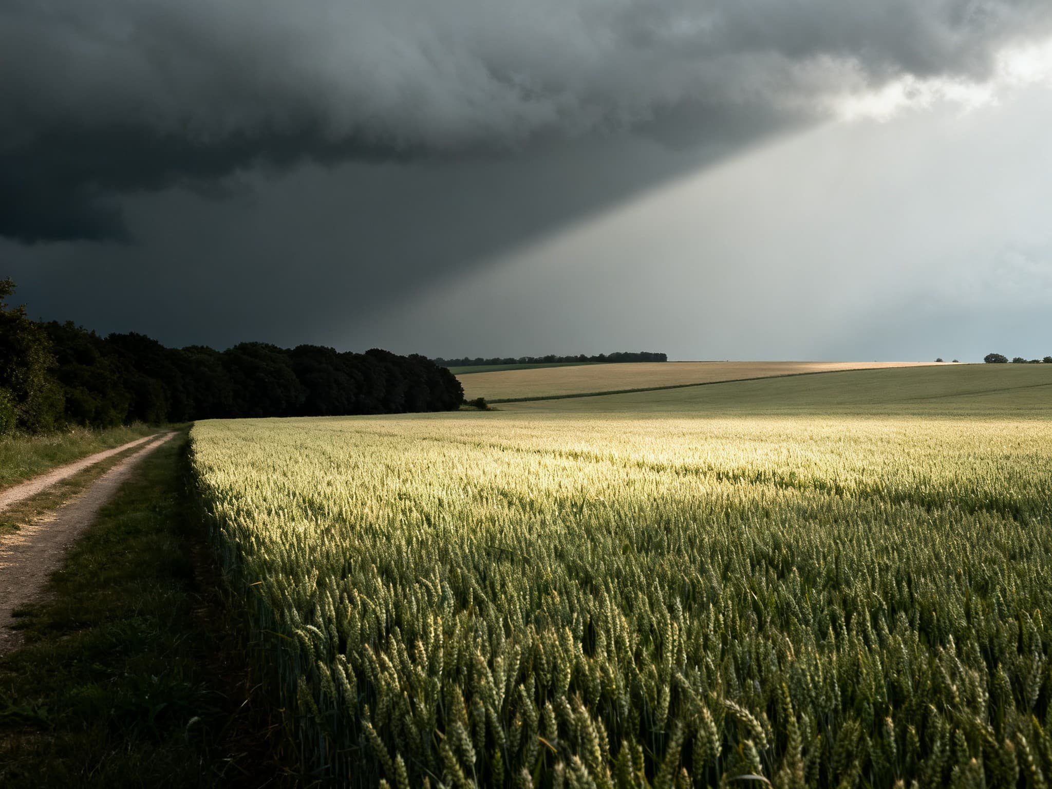 Grande parcelle céréalière sur le plateau agricole autour de Buchy, en Seine-Maritime
