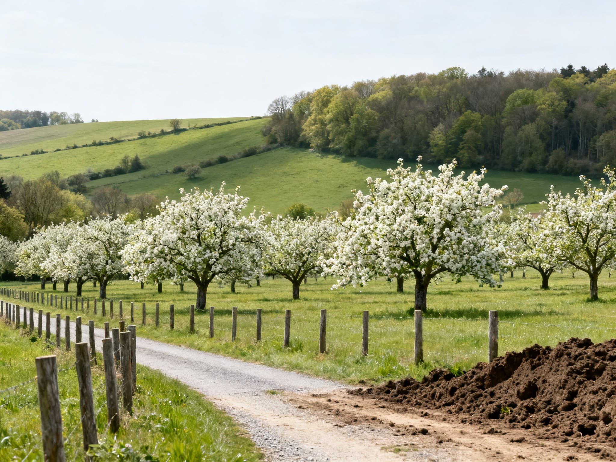 Prairie bocagère du pays d'Auge, à proximité de Lisieux, dans le Calvados