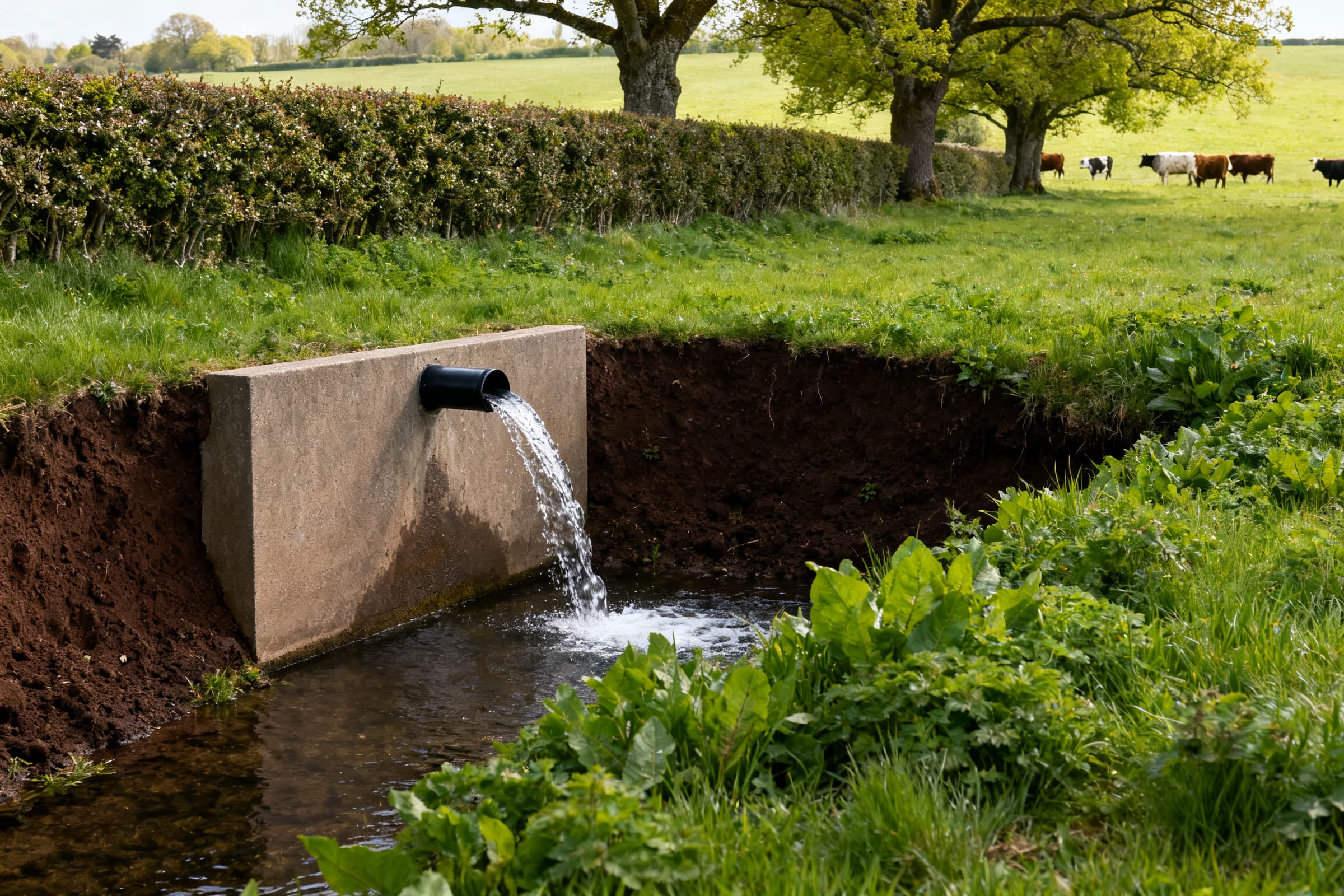 Haie bocagère en bordure d'une parcelle agricole de l'Orne
